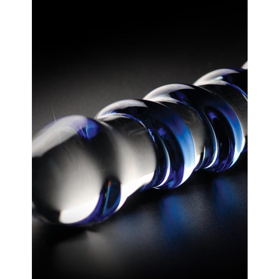 Icicles Nr. 5 - Spiralförmiger Glasdildo (transparent-blau)