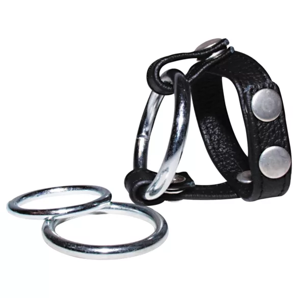 Bad Kitty - Leder Hoden- und Penisring (schwarz)