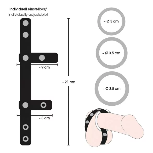 Bad Kitty - Leder Hoden- und Penisring (schwarz)