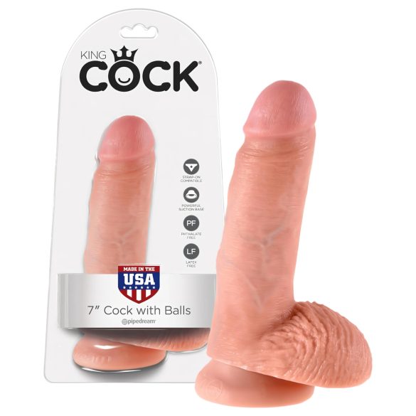King Cock 7" Hoden-Dildo (18 cm) - Natur