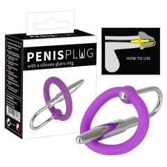   Penisplug - Silikon-Penisschaft-Ring mit Harnröhrenkegel (Lila-Silber)