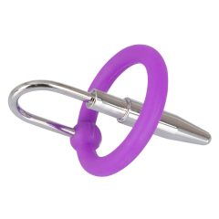   Penisplug - Silikon-Penisschaft-Ring mit Harnröhrenkegel (Lila-Silber)