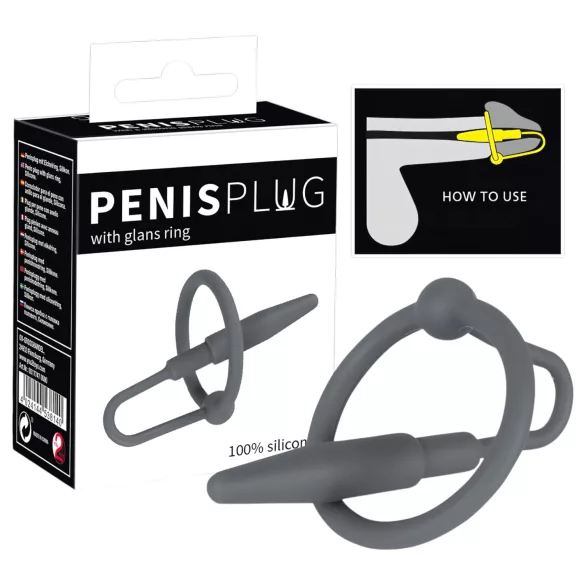 Penisplug - Silikon-Eichelring mit konischem Dilator (grau)