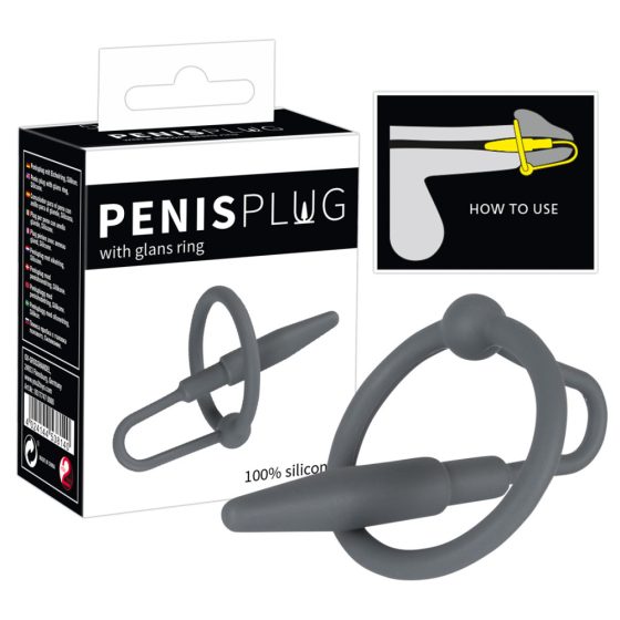 Penisplug - Silikon-Penisring mit Harnröhrenkegel (Grau)