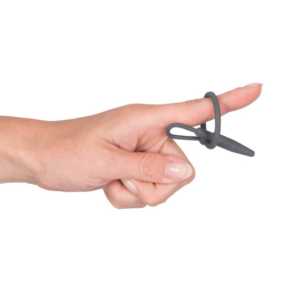 Penisplug - Silikon-Penisring mit Harnröhrenkegel (Grau)
