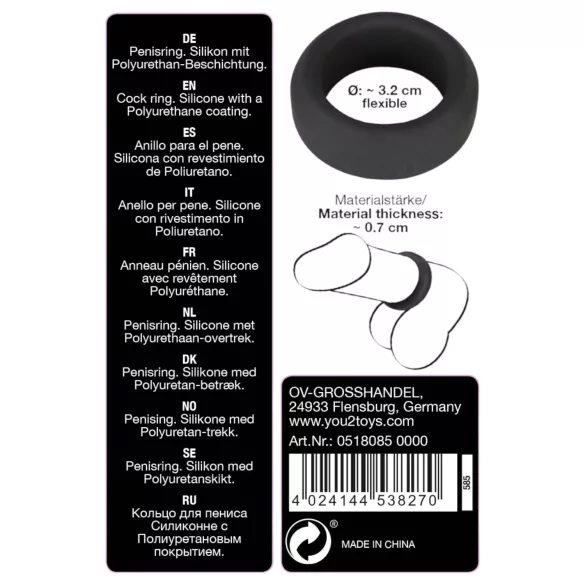 Black Velvet - dickwandiger Penisring (3,2 cm) - schwarz