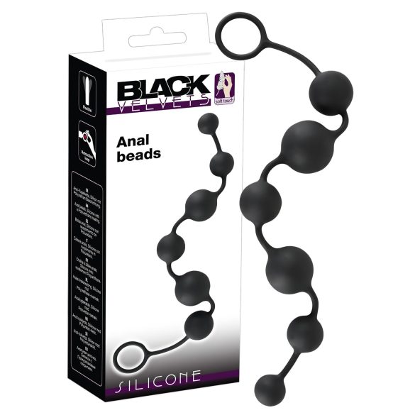 Black Velvet - 6-perlige Anal-Dildo (schwarz)