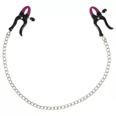 Bad Kitty - Nippelklemmen mit Kette (lila-schwarz)
