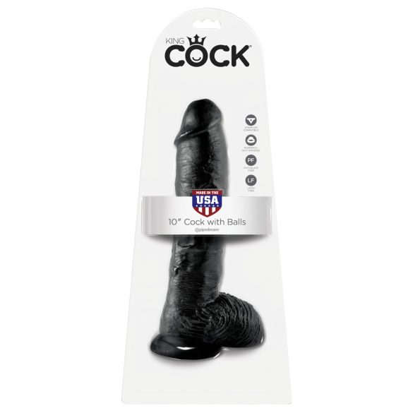King Cock 10" Hoden-Dildo (25 cm) - Schwarz