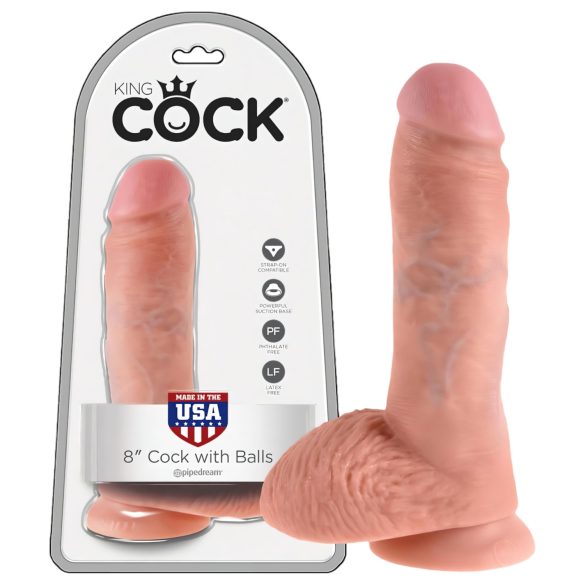 King Cock 8 Eier Dildo (20 cm) - Natur