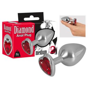 You2Toys - Diamond - 85g Aluminium Analplug (Silber-Rot)