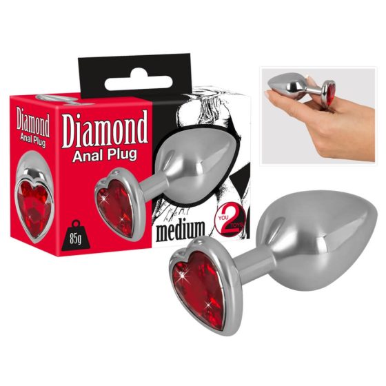 You2Toys - Diamond - 85g Aluminium Anal Dildo (silber-rot)