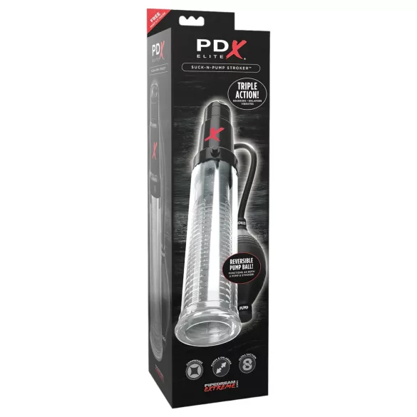 PDX Elite - 2-in-1 Penispumpe und Masturbator in einem (transparent)
