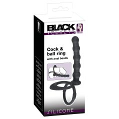 Black Velvet - Hoden- & Penisring mit Anal-Dildo (schwarz)