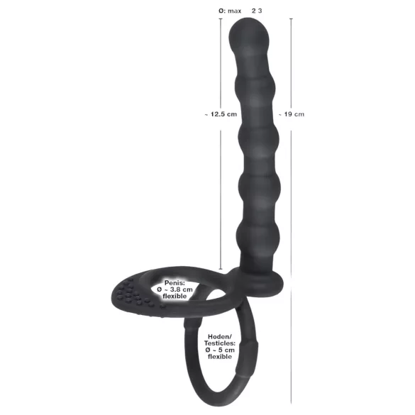 Black Velvet - Hoden- & Penisring mit Anal-Dildo (schwarz)