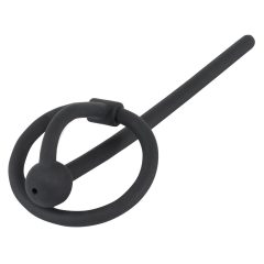   Penisplug - Silikon-Peniskopfring mit hohlem Harnröhrenstab (schwarz)