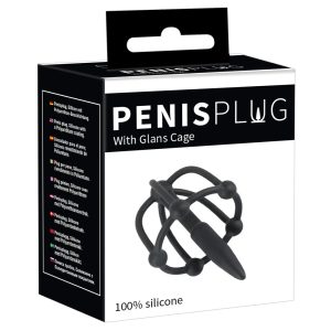 Penisplug - Silikon Eichelkäfig mit Harnröhrenkegel (Schwarz)