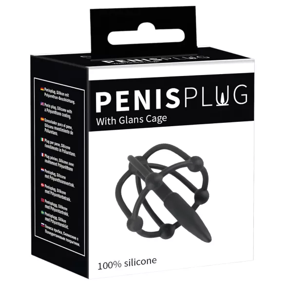 Penisplug - Silikon Eichelkäfig mit Dilator (schwarz)