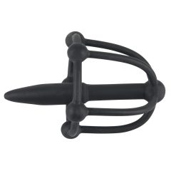   Penisplug - Silikon Eichelkäfig mit Harnröhrenkegel (Schwarz)