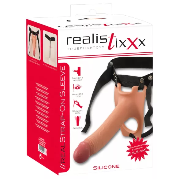 Realistixxx Strap-on - befestigbarer, hohler Dildo (natur)