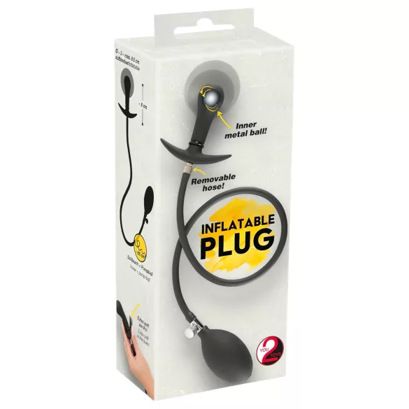 You2Toys - kugelgeladener, aufpumpbarer Analplug (schwarz)