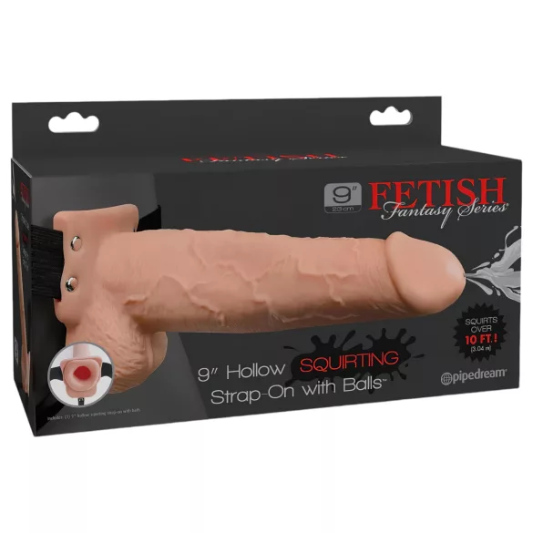 Pipedream Fetish Strap-On 9 - anlegbarer, hohler, spritzender Dildo (hautfarben)