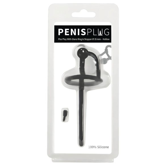 Penisplug - Silikon-Harnröhrendehner und Eichelring (0,6 mm) - Schwarz