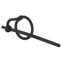   Penisplug - Silikon Harnröhrendilatator mit Eichelring (0,6mm) - Schwarz