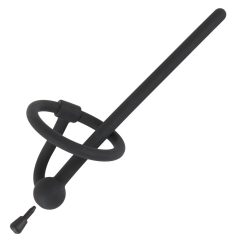   Penisplug - Silikon Harnröhrendilatator mit Eichelring (0,6mm) - Schwarz