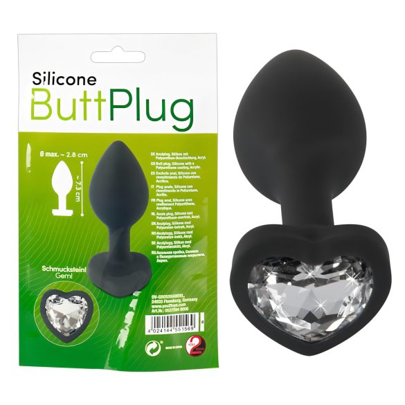 You2Toys Anal Plug - Schwarz mit weißem Stein