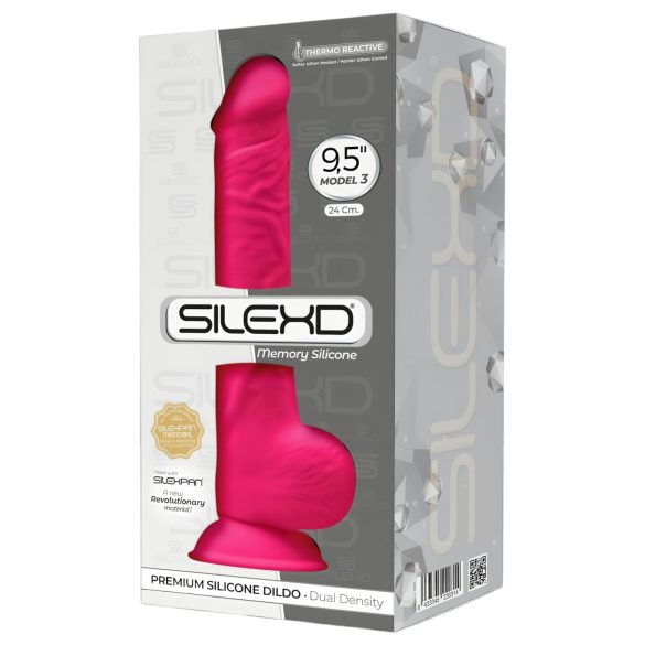 Silexd 9,5 - Saugnapf-Hoden-Dildo - 24 cm (Rosa)