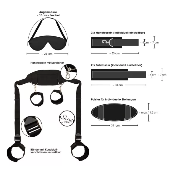 Bad Kitty - Hals-, Hand- & Fußfessel (schwarz)