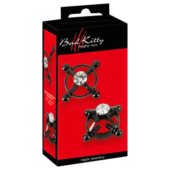 Bad Kitty - Schwarzer Nippelschmuck (strassbesetzt)