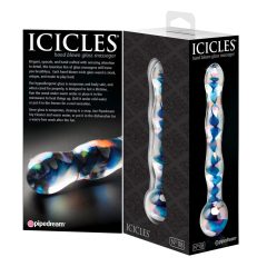  Icicles No. 08 - gewellter, doppelseitiger, Glasdildo (transparent-blau)