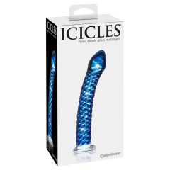   Icicles Nr. 29 - Spiralförmiger, penisförmiger Glasdildo (blau)