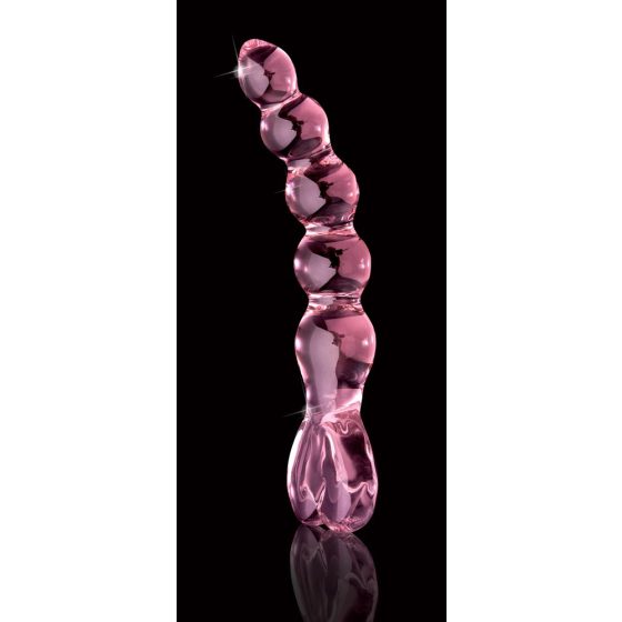 Icicles No. 43 - perliertes, herzförmiges Glasdildo (rosa)