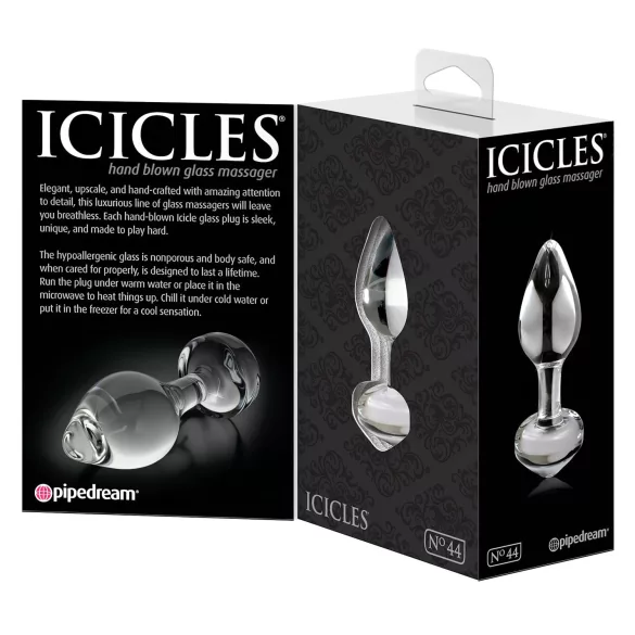 Icicles No. 44 - Kegelförmiger Glas Analdildo (transparent)