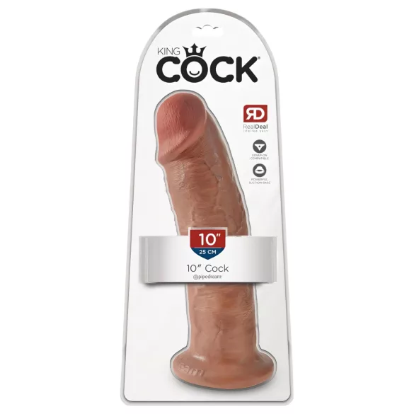 King Cock 10 - großer Dildo mit Saugnapf (25 cm) - dunkel naturfarben