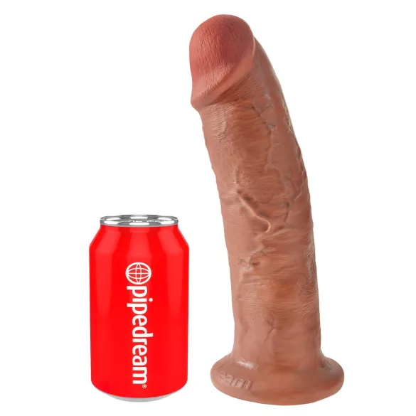 King Cock 10 - großer Dildo mit Saugnapf (25 cm) - dunkel naturfarben