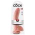 King Cock 9 - Großer Saugnapf-Dildo mit Hoden (23 cm) - Naturfarben