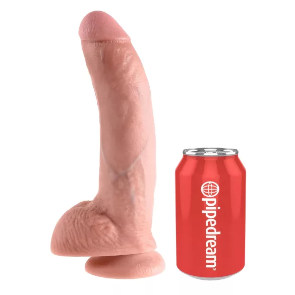 King Cock 9 - großer Dildo mit Hoden und Saugnapf (23 cm, naturfarben)