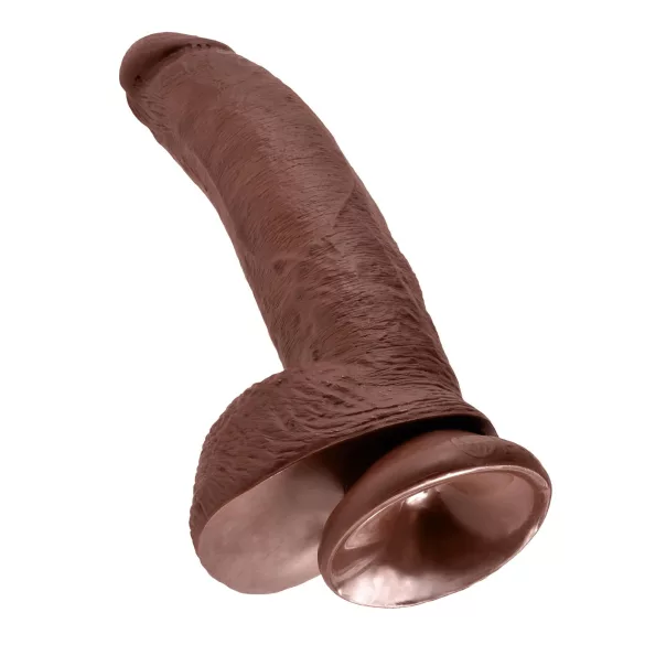 King Cock 9 - großer Saugnapf-Dildo mit Hoden (23cm) - braun