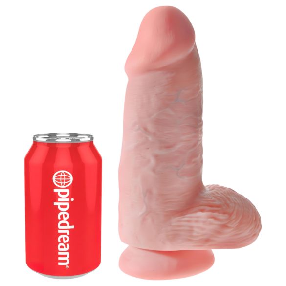 King Cock 9 Chubby - Saugnapf-Dildo mit Hoden (23cm) - natur