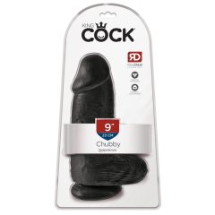 King Cock 9 Chubby - Saugnapf, Hoden Dildo (23cm) - Schwarz