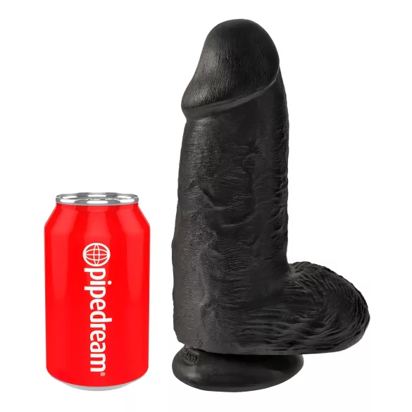 King Cock 9 Chubby - Saugnapf-Dildo mit Hoden (23cm) - schwarz