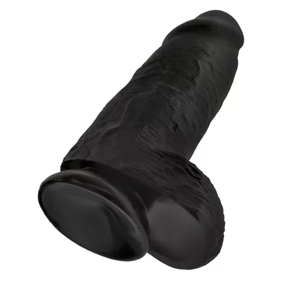 King Cock 9 Chubby - Saugnapf-Dildo mit Hoden (23cm) - schwarz
