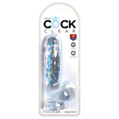 King Cock Clear 6 - Saugnapf, kleiner Hoden-Dildo (15 cm)