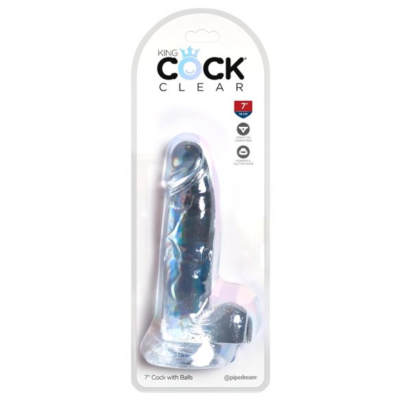 King Cock Clear 7 - Dildo mit Hoden und Saugnapf (18 cm)