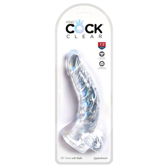 King Cock Transparenter 19cm Dildo mit Haftfuß und Hoden
