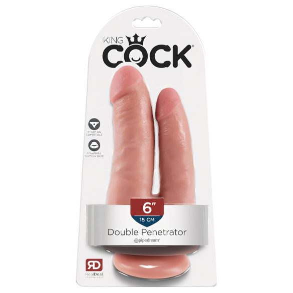 King Cock Doppel-Penetrator - naturgetreues Doppel-Dildo (hautfarben)